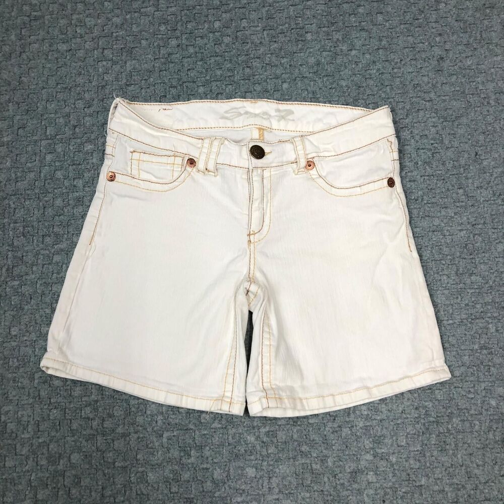 Seven7 Bermuda Shorts Kids 12 White Stretch Denim Regular Fit Casual Summer